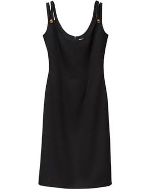 Versace Wool Grain-De Poudre Midi Dress - Black