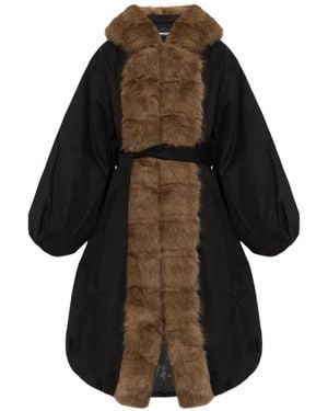 ROTATE BIRGER CHRISTENSEN Faux-Fur Collar Coat - Black