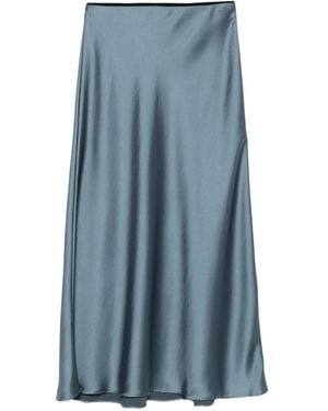 Luisa Cerano Bias-Cut Satin Midi Skirt - Blue