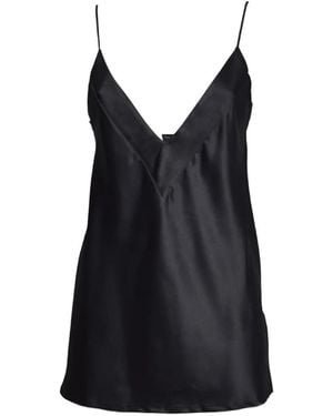 SOLOTRE Satin-Finish V-Neck Camisole Top - Black