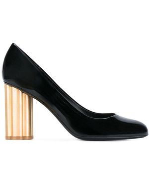Ferragamo Gold Heel Court Shoes - Black