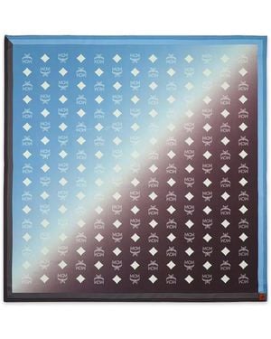 MCM Monogram-Print Silk Scarf - Blue