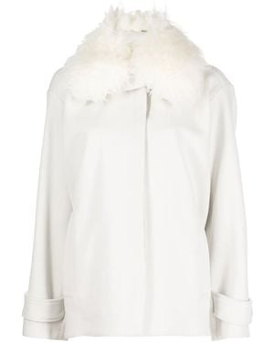 Stella McCartney Faux-Fur Collar Wool Coat - White