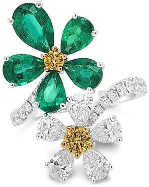HYT Jewelry Emerald And Diamond Ring - Blue