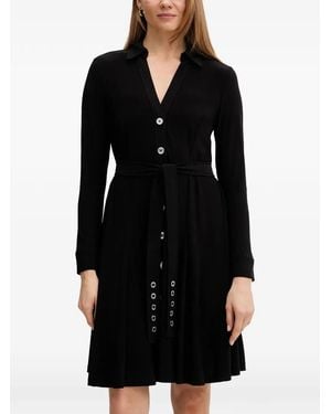 DKNY Buttoned Belted Mini Dress - Black
