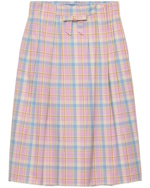 Prada Karierter Midirock Mit Schleifendetail - Pink