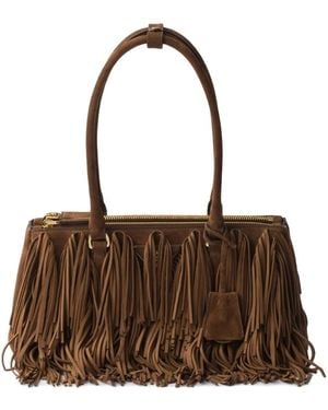 Prada ガレリア スエード ハンドバッグ M - ブラウン