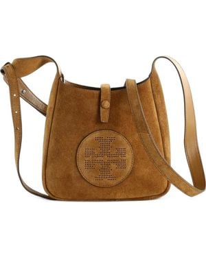 Tory Burch Perforated Logo Shoulder Bag - Brown