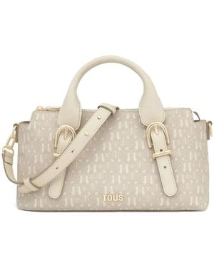 Tous Mittelgroße Bowling Tote Bag mit Monogrammmuster - Natur
