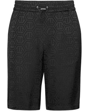 Philipp Plein Silk Cool Kid Fit Shorts Monogram - Black