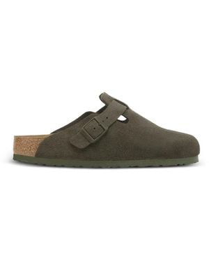Birkenstock Boston Buckle-Fastening Flat Mules - Green