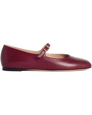 Bally Buckle-Strap Leather Ballet Flats - Purple