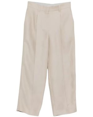 Brunello Cucinelli Pleated Linen Trousers - White