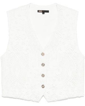 Maje Floral-Embroidered Gilet - White