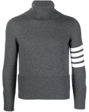 Thom Browne 4-Bar Stripe Cashmere Turtleneck - Grey