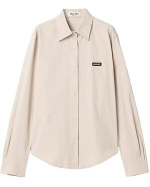 Miu Miu Camisa De Popelina - Neutro