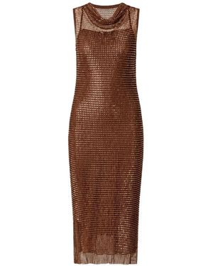 Pinko Robe Brodée De Sequins À Col Bénitier - Brown