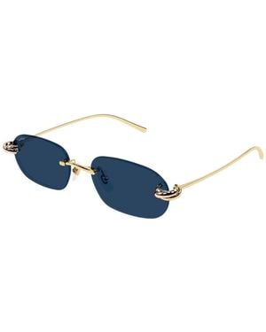Cartier Trinity Sonnenbrille Mit Eckigem Gestell - Blau