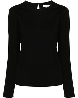 Tibi Stretch-Design Longsleeved T-Shirt - Black