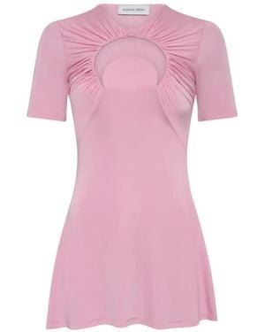 Marine Serre Moon-Motif Gathered Mini Dress - Pink