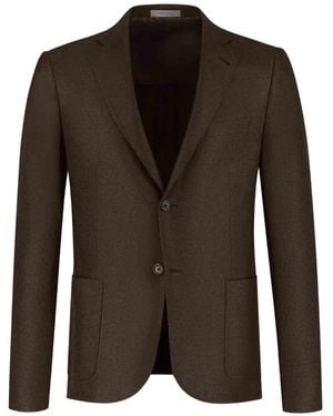 Corneliani Single-Breasted Notched-Lapel Blazer - Brown