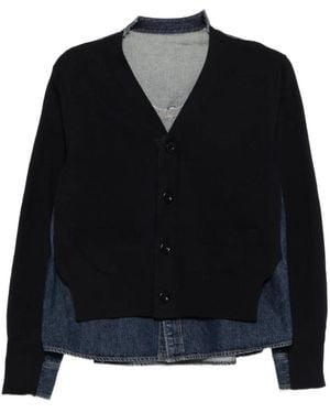 Sacai Denim Knit Cardigan - Black