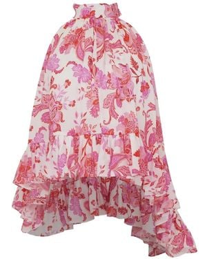 Azeeza Plath Paisley Ruffled Top - Pink