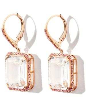 SHAY Pendientes En Oro Amarillo De 18Kt Con Diamantes Y Zafiros - Blanco