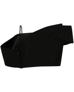 Alexander McQueen Deconstructed Asymmetric Crop Top - Black