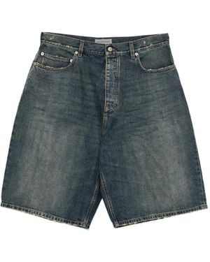 Balenciaga Short En Jean À Effet Délavé - Blue
