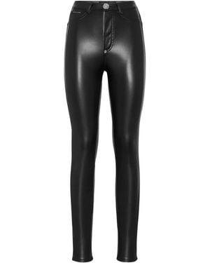 Philipp Plein Faux-Leather Leggings - Black