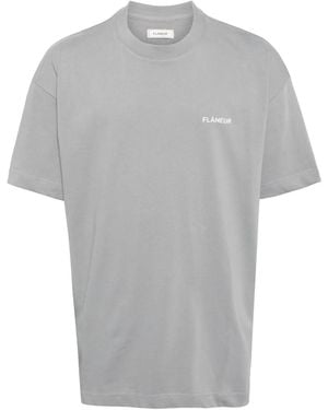 flâneur Logo-Print Cotton T-Shirt - Grey