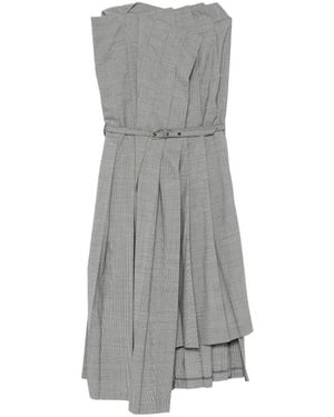 Junya Watanabe Robe Courte Ceinturée Et Plissée À Coupe Asymétrique - Grey