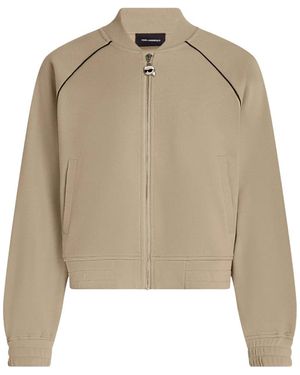 KARL LAGERFELD Logo-Embellishment Bomber Jacket - Natural
