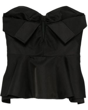 McQueen Bow-Detailed Peplum Top - Black