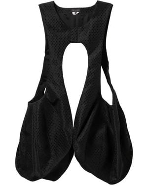 Comme des Garçons Monogram Pattern Open Coat - Black