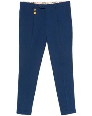 Manuel Ritz Seersucker-Texture Pleated Pants - Blue