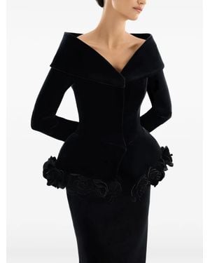 Adamaris Floral-Appliqué Fitted Jacket - Black