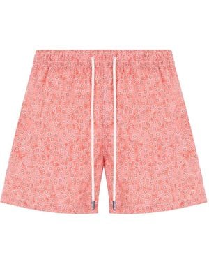 Fedeli Geometric-Print Drawstring Swim Shorts - Pink