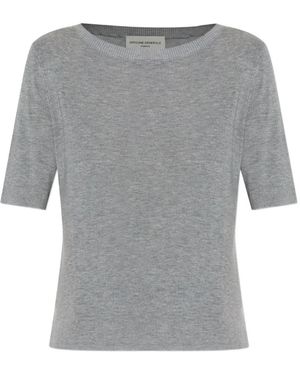 Officine Generale Ribbed Round Neck T-Shirt - Grey