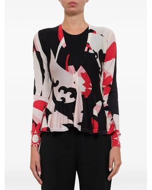 McQueen Schößchen-Cardigan Mit Abstraktem Print - Rot