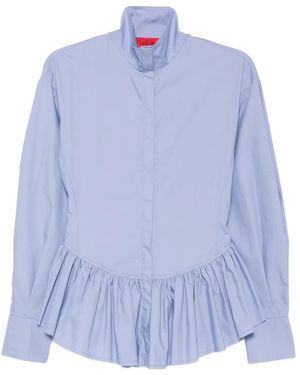 Thelatest Elaine Peplum-Hem Puff-Sleeve Shirt - Blue