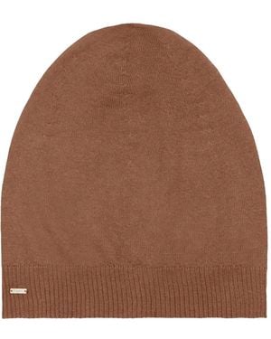 Saint Laurent Ribbed Beanie Hat - Brown