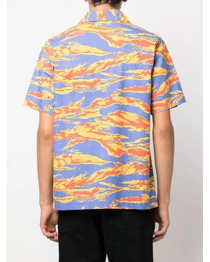 Maharishi Graphic-Print Camp-Collar Shirt - Orange