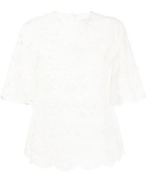 Goen.J Broderie-Anglaise Floral Knitted Top - White