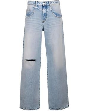 ICON DENIM Knee-Rip Wide-Leg Jeans - Blue