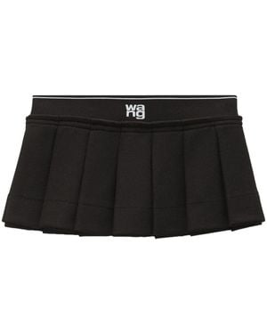 Alexander Wang Pleated Mini Skirt With Printed Logo - Black