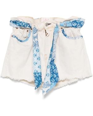 MC2 Saint Barth Bandana-Print Denim Shorts - Blue