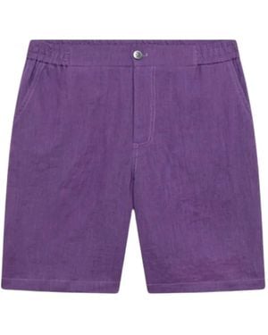 Alpha Studio Linen Canvas Bermuda Shorts - Purple