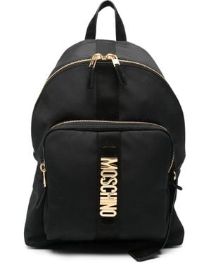 Moschino Zaino Con Zip E Placca Logo - Nero